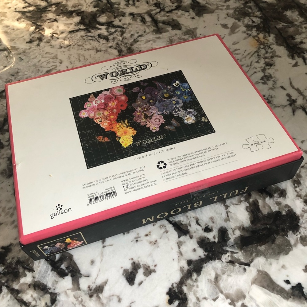 Spring Map of the World “Full Bloom” 1000-Piece Puzzle NWT - Picture 4 of 7